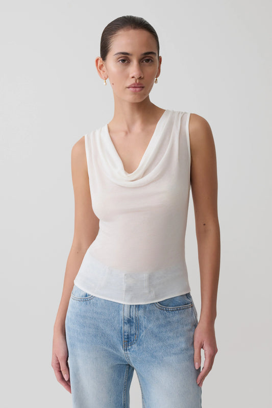 Ciaran Sleeveless Sheer Top Ivory