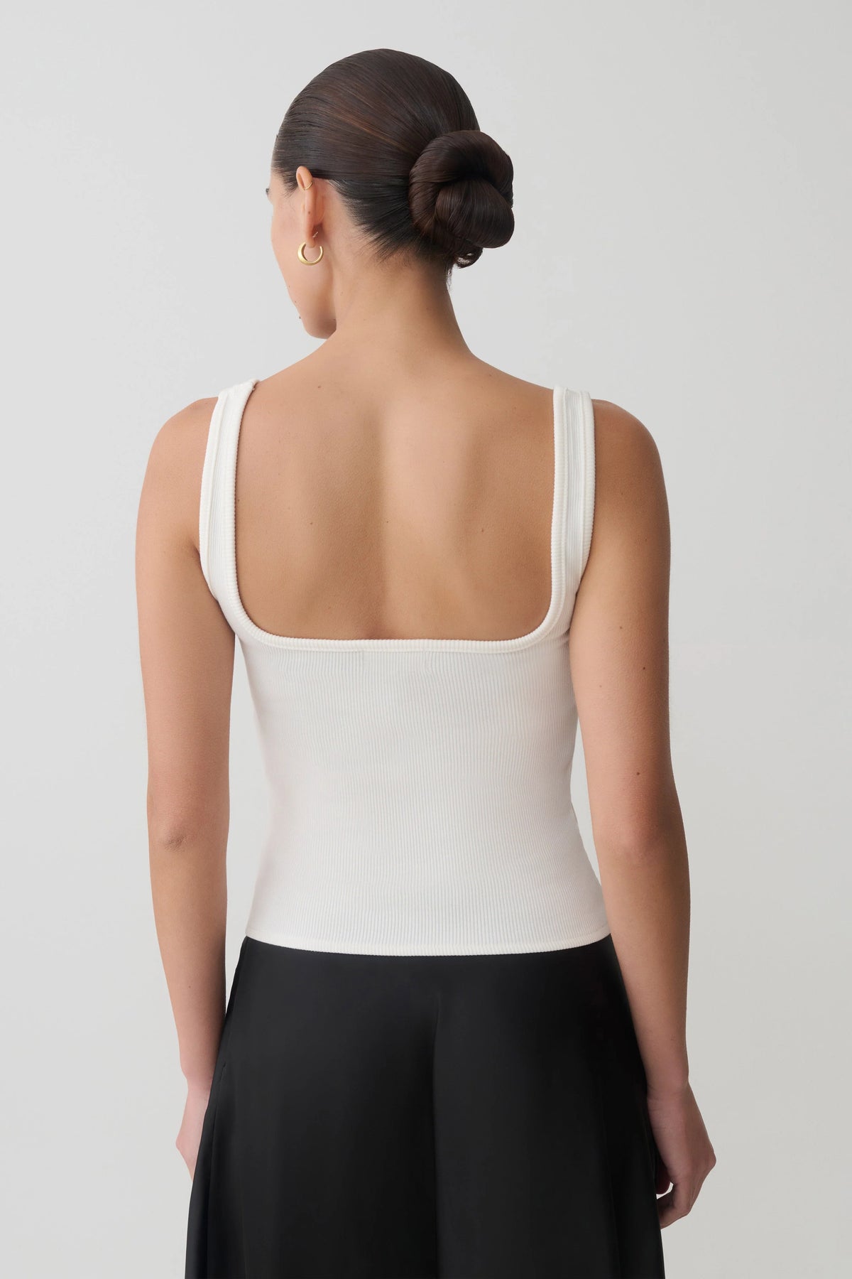 Aisling Ribbed Square Neck Sleeveless Top Ivory