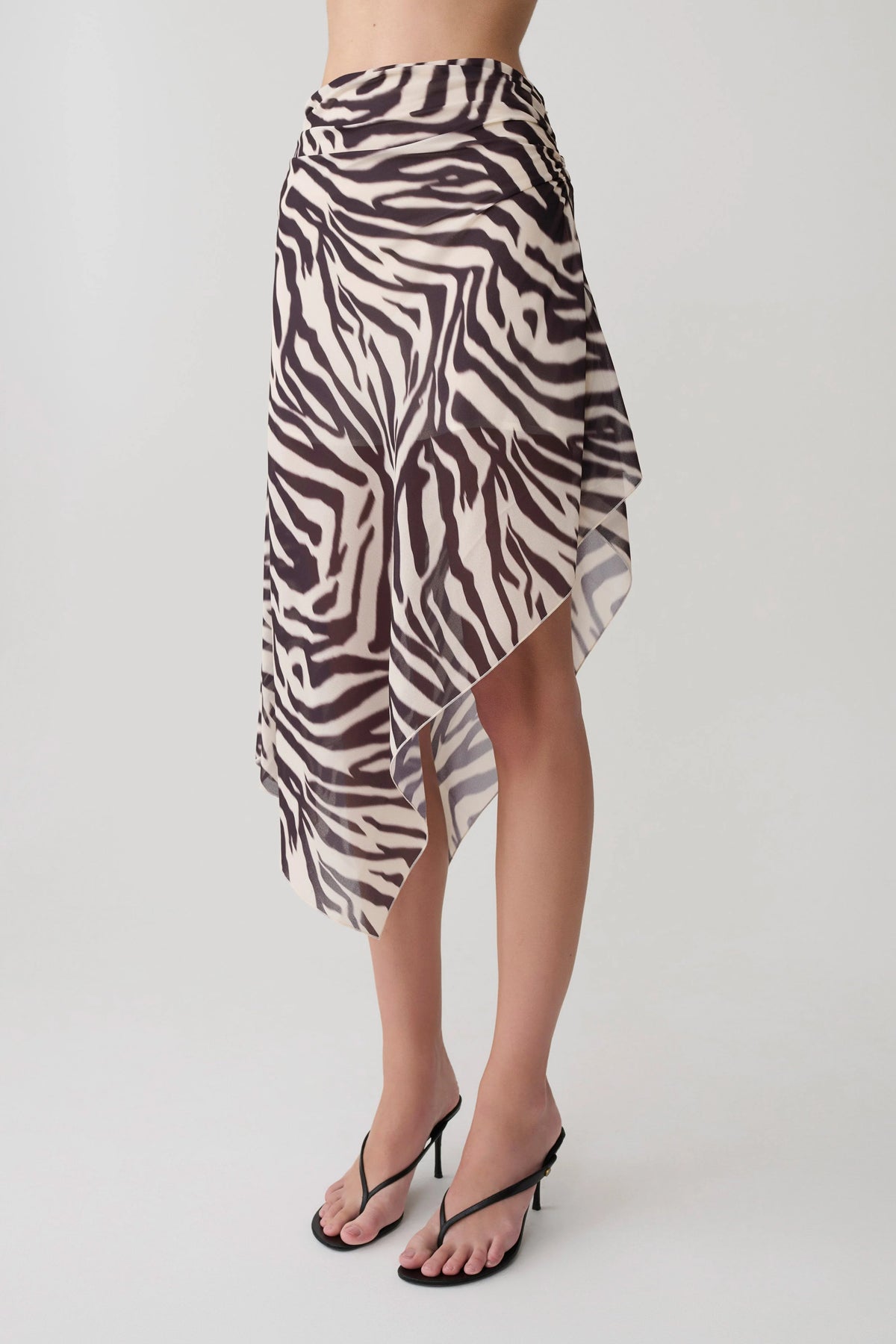 Lana Chiffon Midi Skirt Abstract Zebra Print
