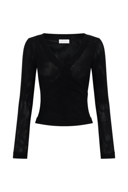 Lumi Long Sleeve Mesh Top Black