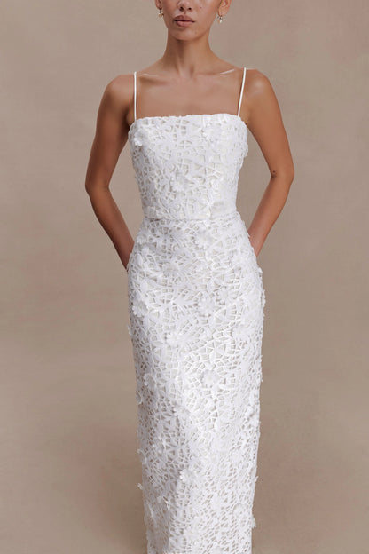 Josefa Sequin Lace Maxi Dress White
