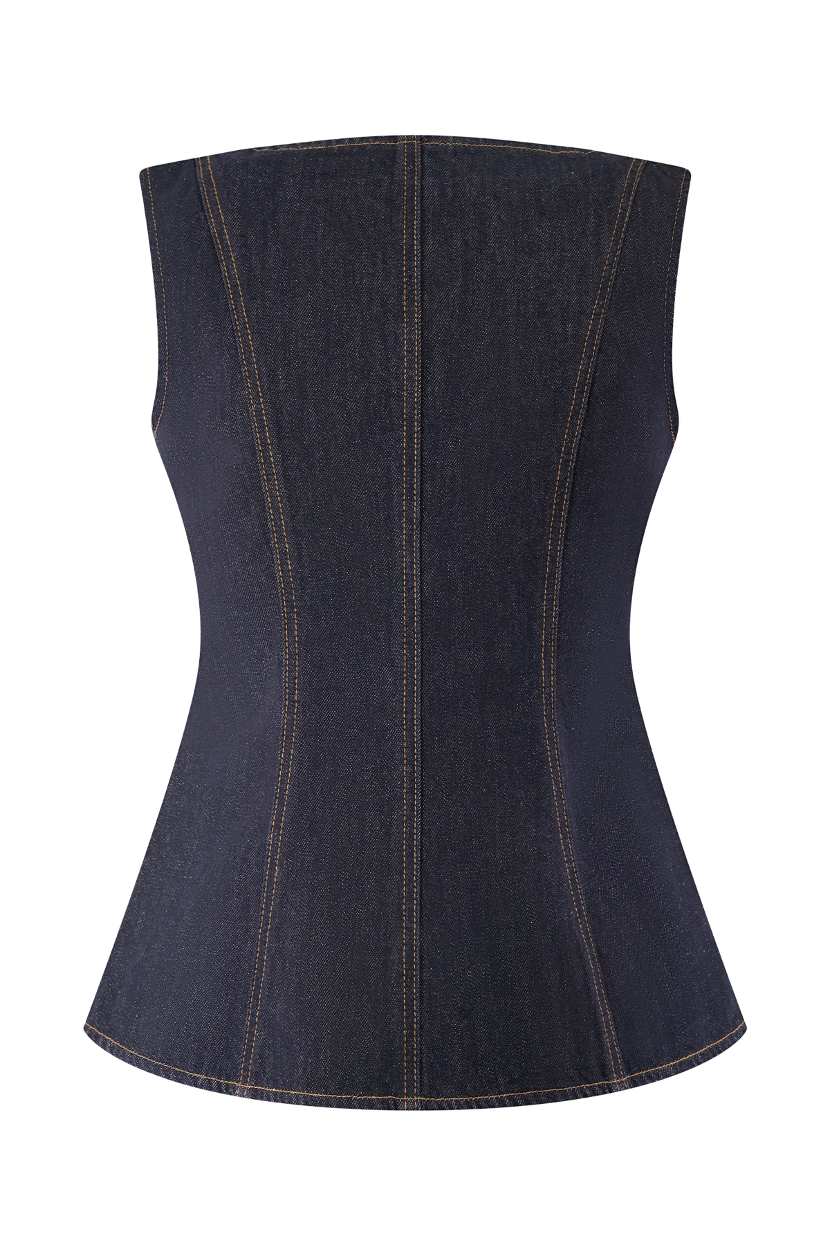 Neve Sleeveless Buttoned Denim Top Washed Indigo Blue
