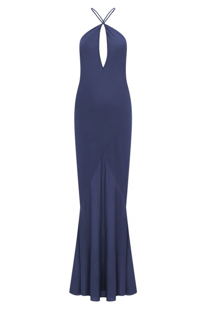 Nerea Slip Halter Maxi Dress Purple Ink