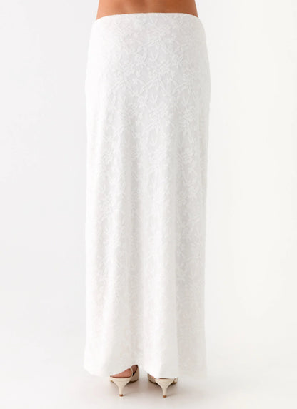 Griff Low Rise Jacquard Maxi Skirt White