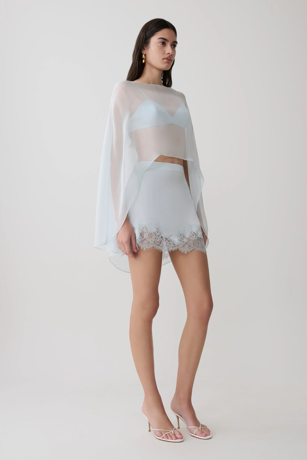 Kirstine Bralette With Chiffon Cape Ice Blue