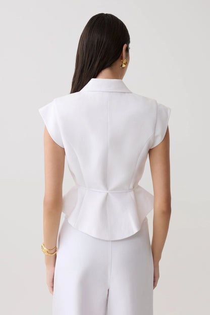 Andina Shortsleeve Linen Top White