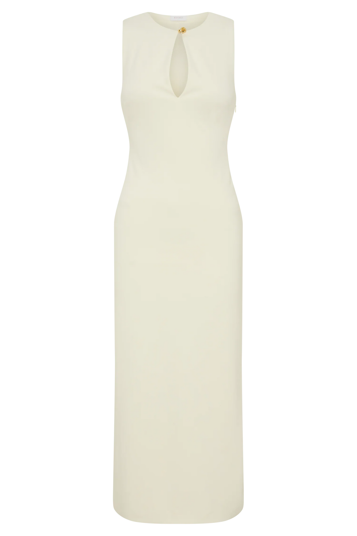 Norah Sleeveless Crepe Midi Dress Ivory