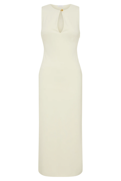 Norah Sleeveless Crepe Midi Dress Ivory