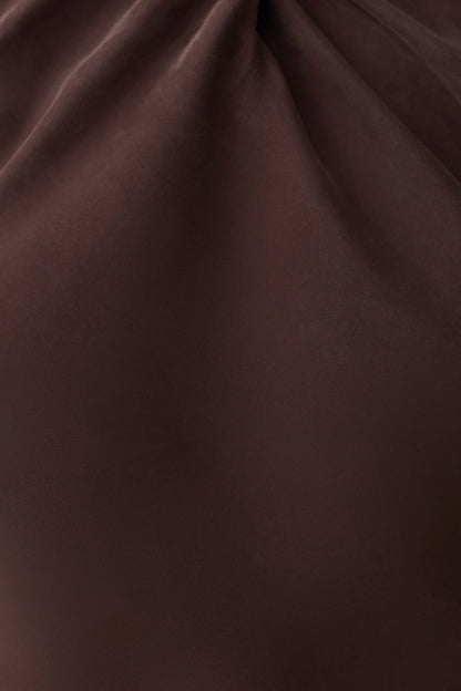 Maggie Cupro Halter Mini Dress Dark Chocolate