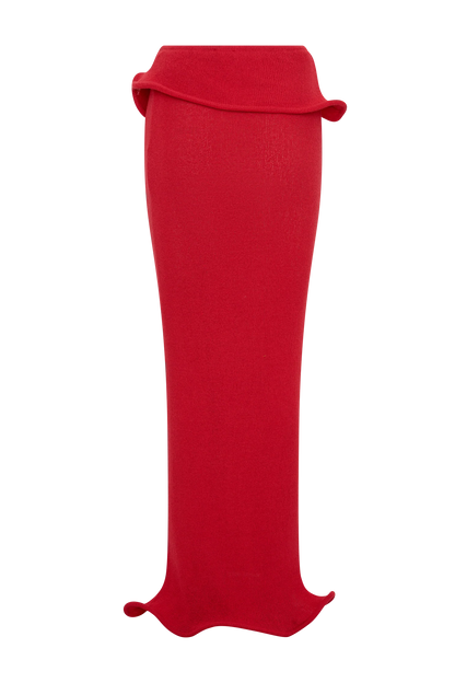 Samira Knit Wired Maxi Skirt Red