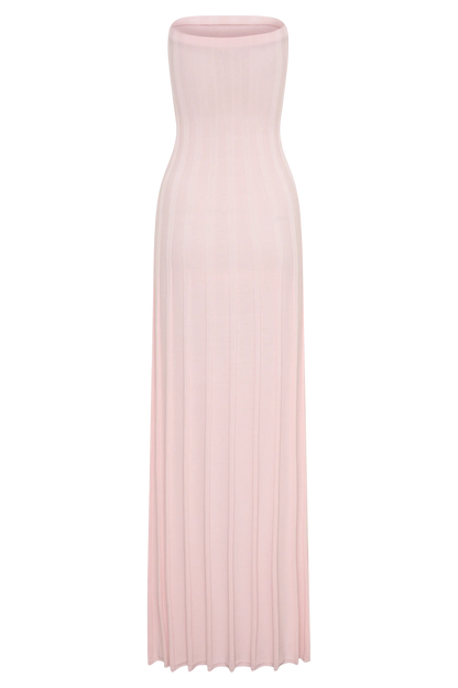 Pia Ribbed Strapless Maxi Dress Baby Pink