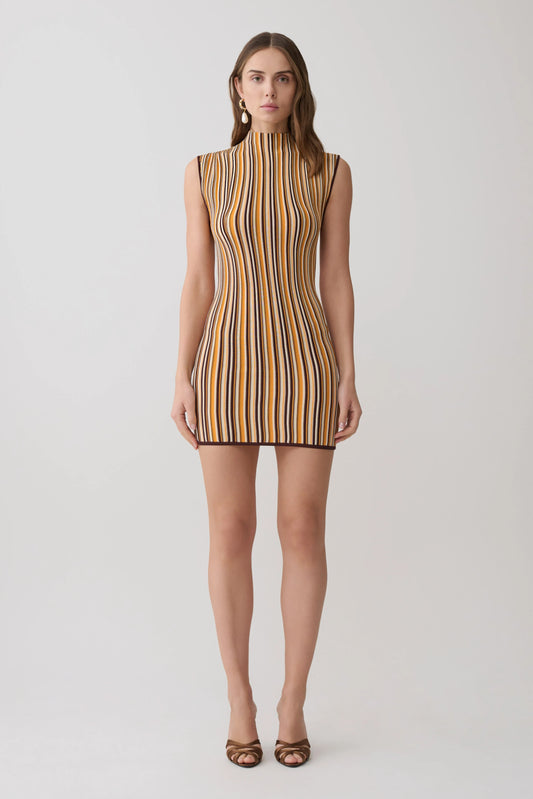 Meggie Striped Sleeveless Mini Dress Orange Chocolate