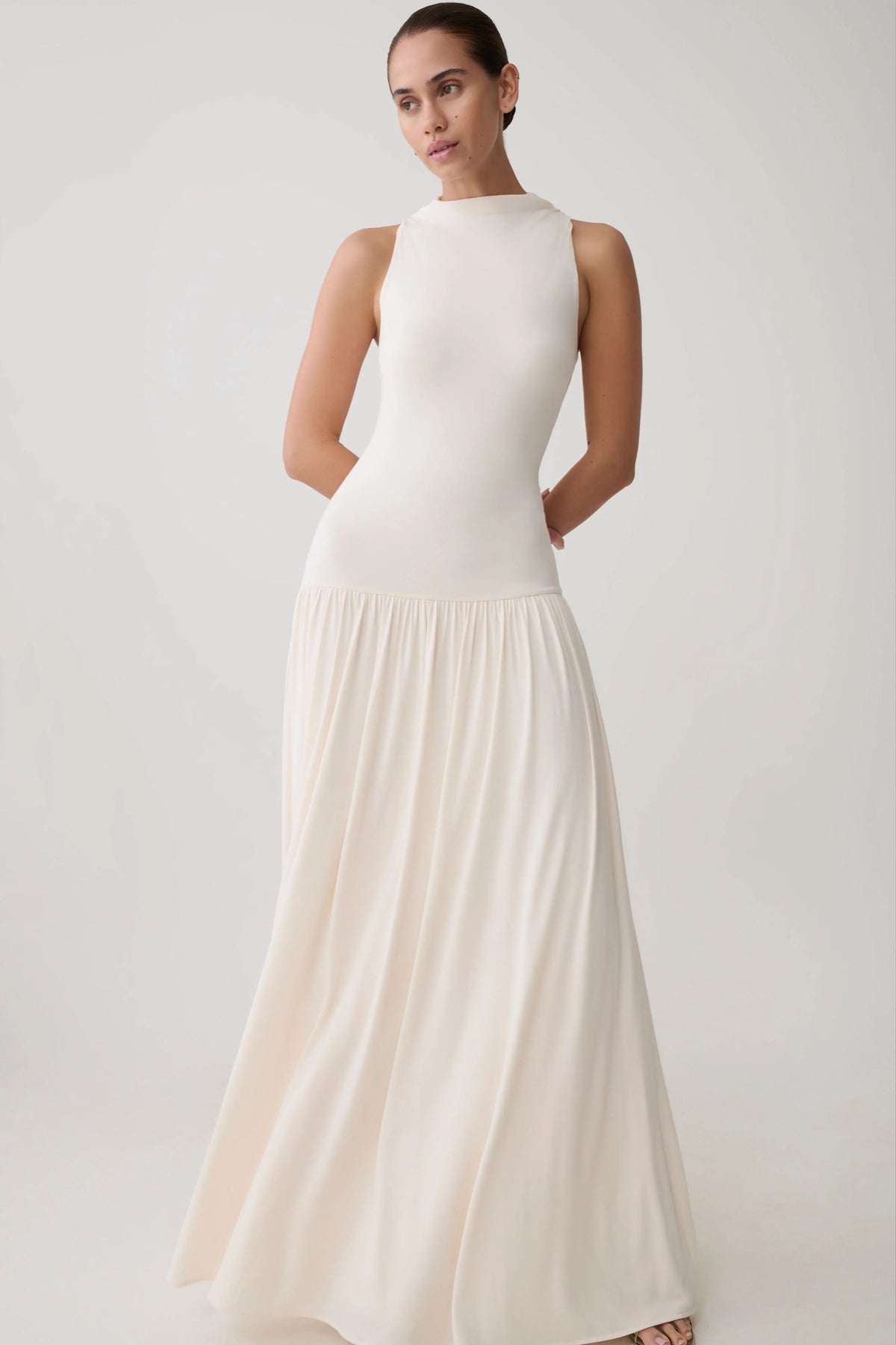 Zsela High Neck Modal Maxi Dress Ivory