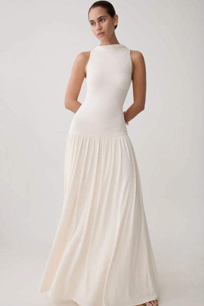 Zsela High Neck Modal Maxi Dress Ivory