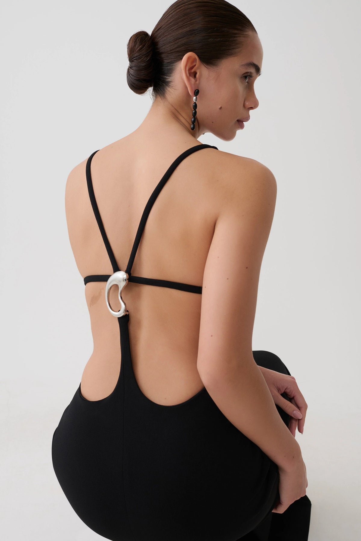 Julian Crepe Strapped Back Maxi Dress Black
