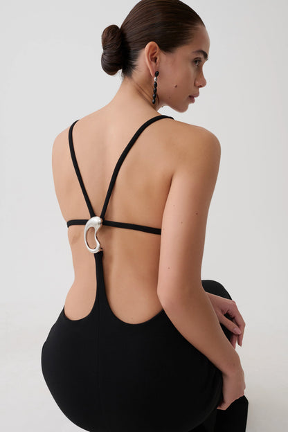 Julian Crepe Strapped Back Maxi Dress Black