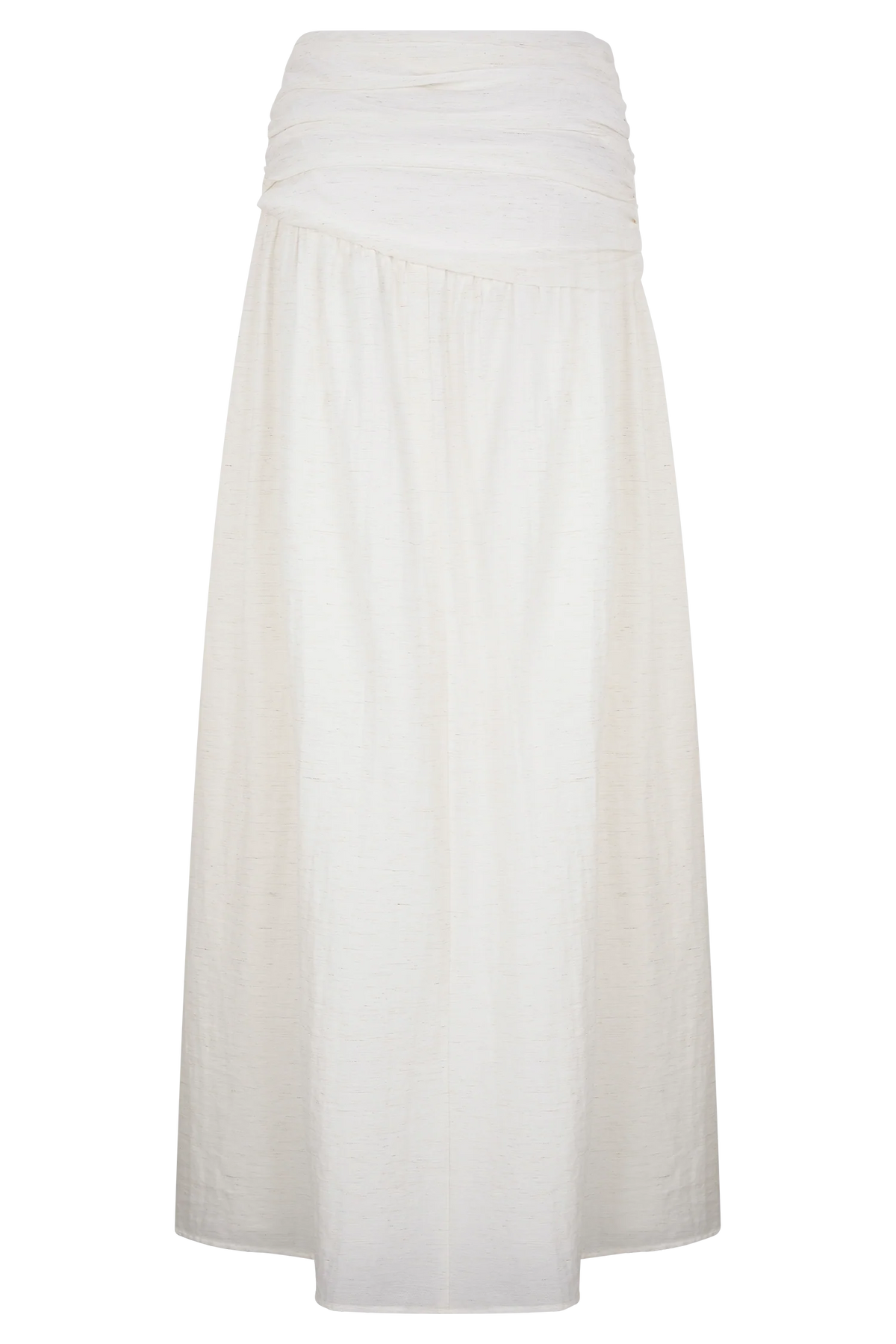 Scottie Gathered Linen Knot Maxi Skirt Oat Marle