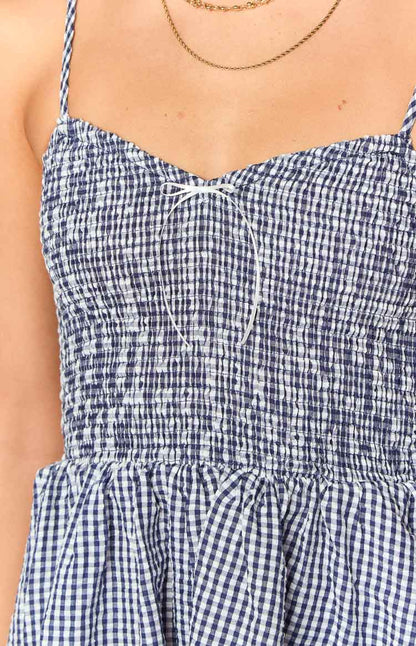 Heidi Navy Gingham Playsuit