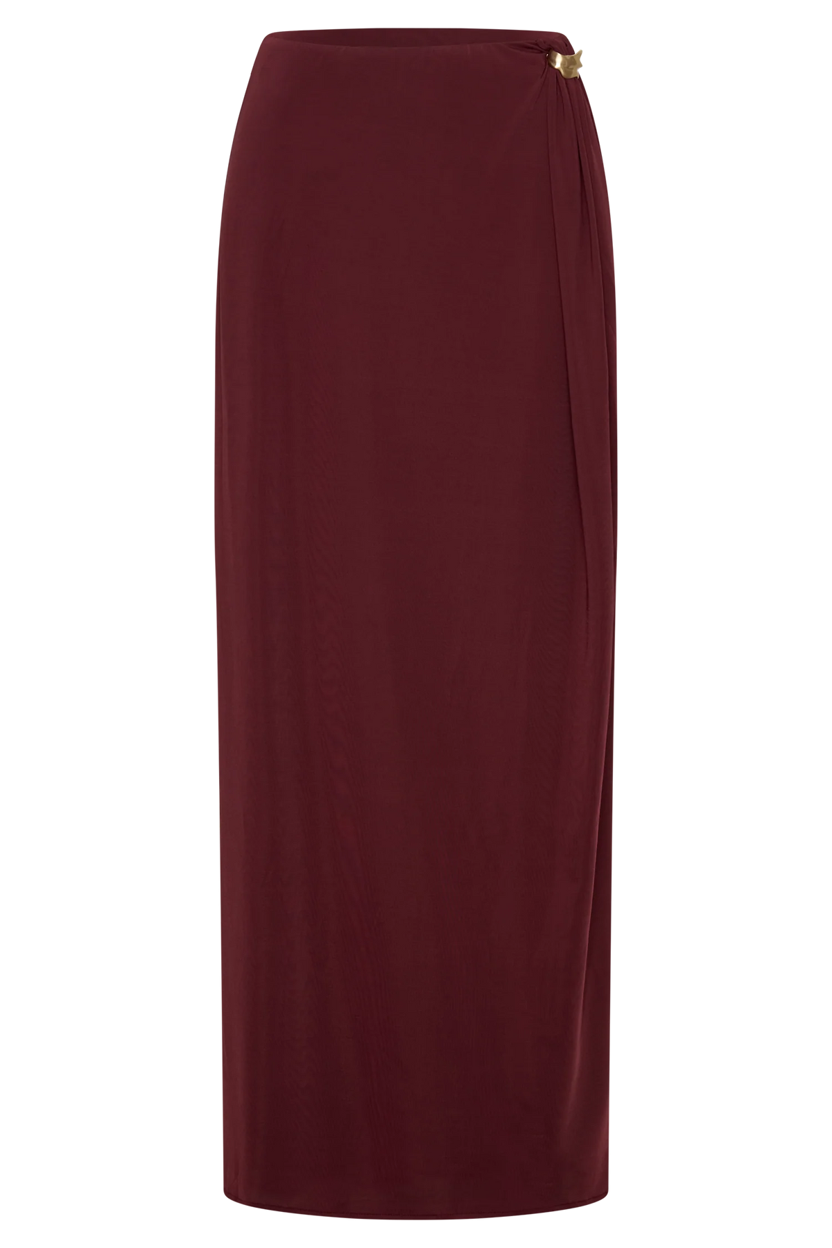 Bridget Slinky Maxi Skirt With Hardware Burgundy