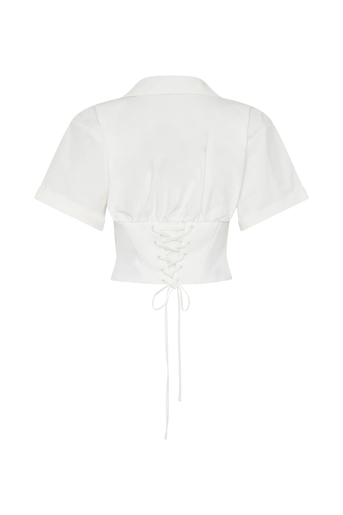Noelia Tie Back Short Sleeve Shirt White