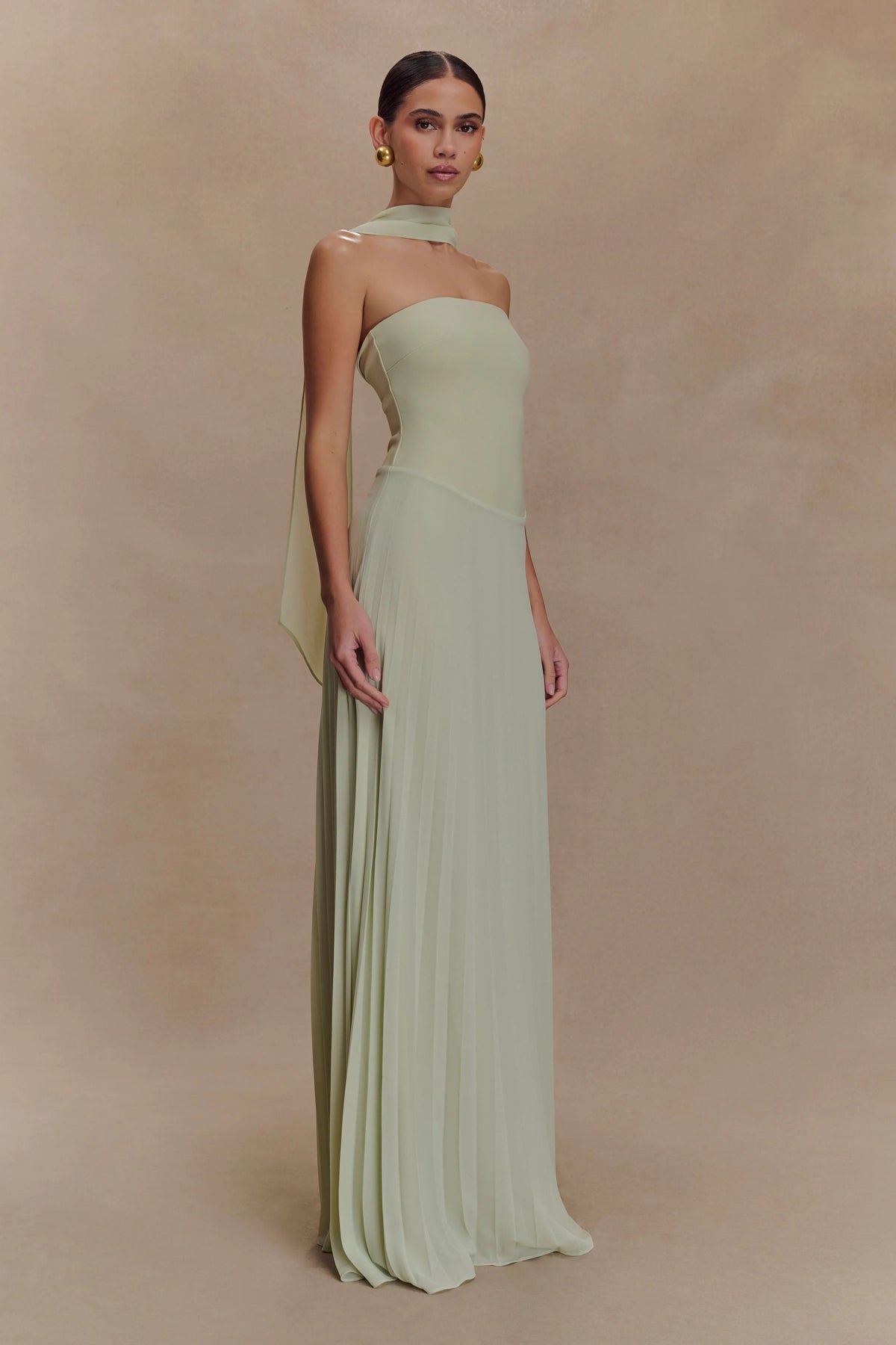 Caira Chiffon Scarf Maxi Dress Sage