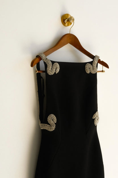 Lorde Embellished Crepe Maxi Dress Black