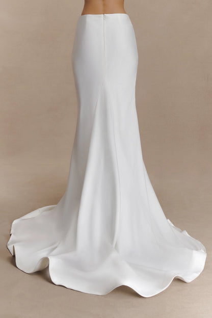 Clara Fishtail Maxi Skirt White