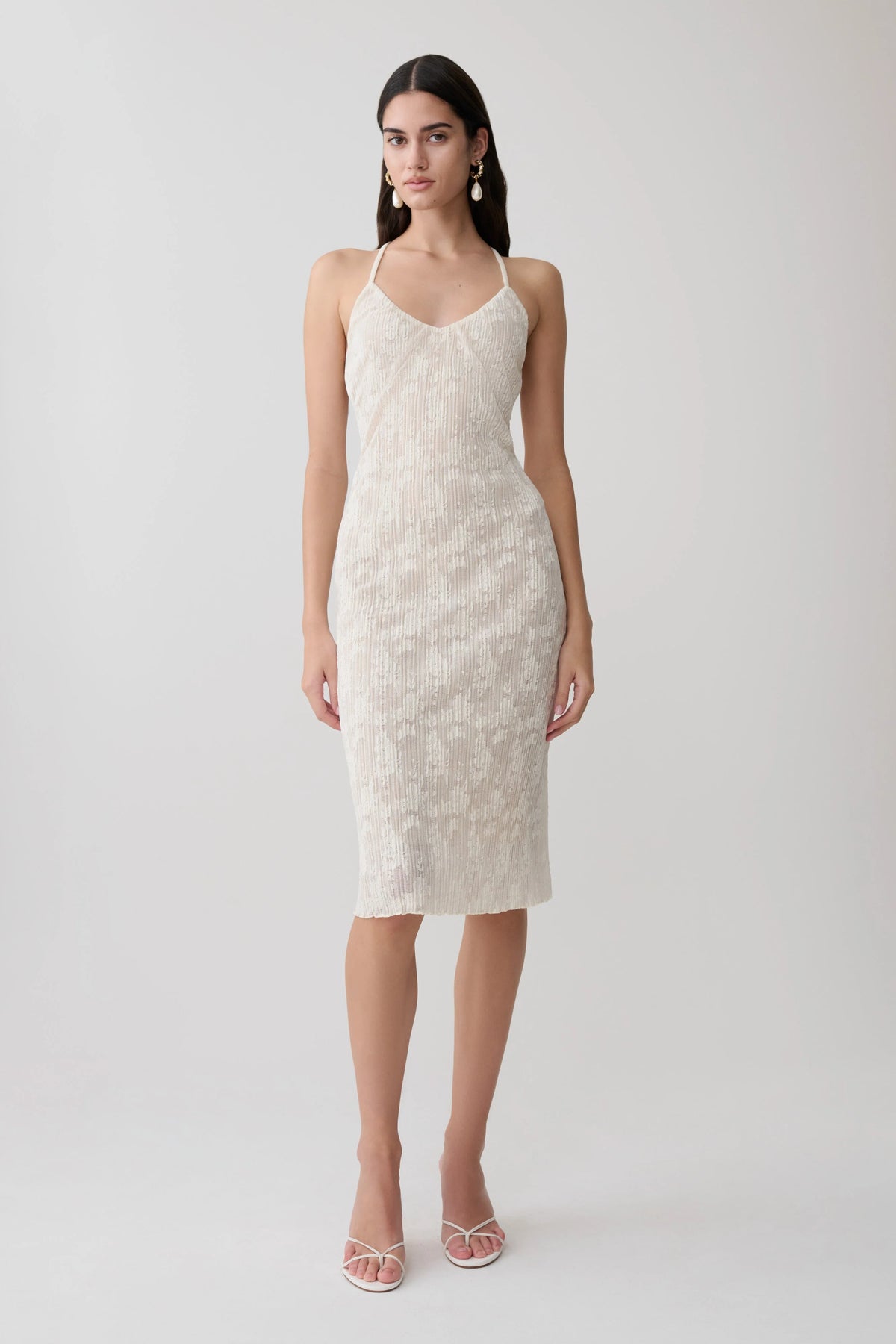 Ambrose Lace Midi Dress Ivory