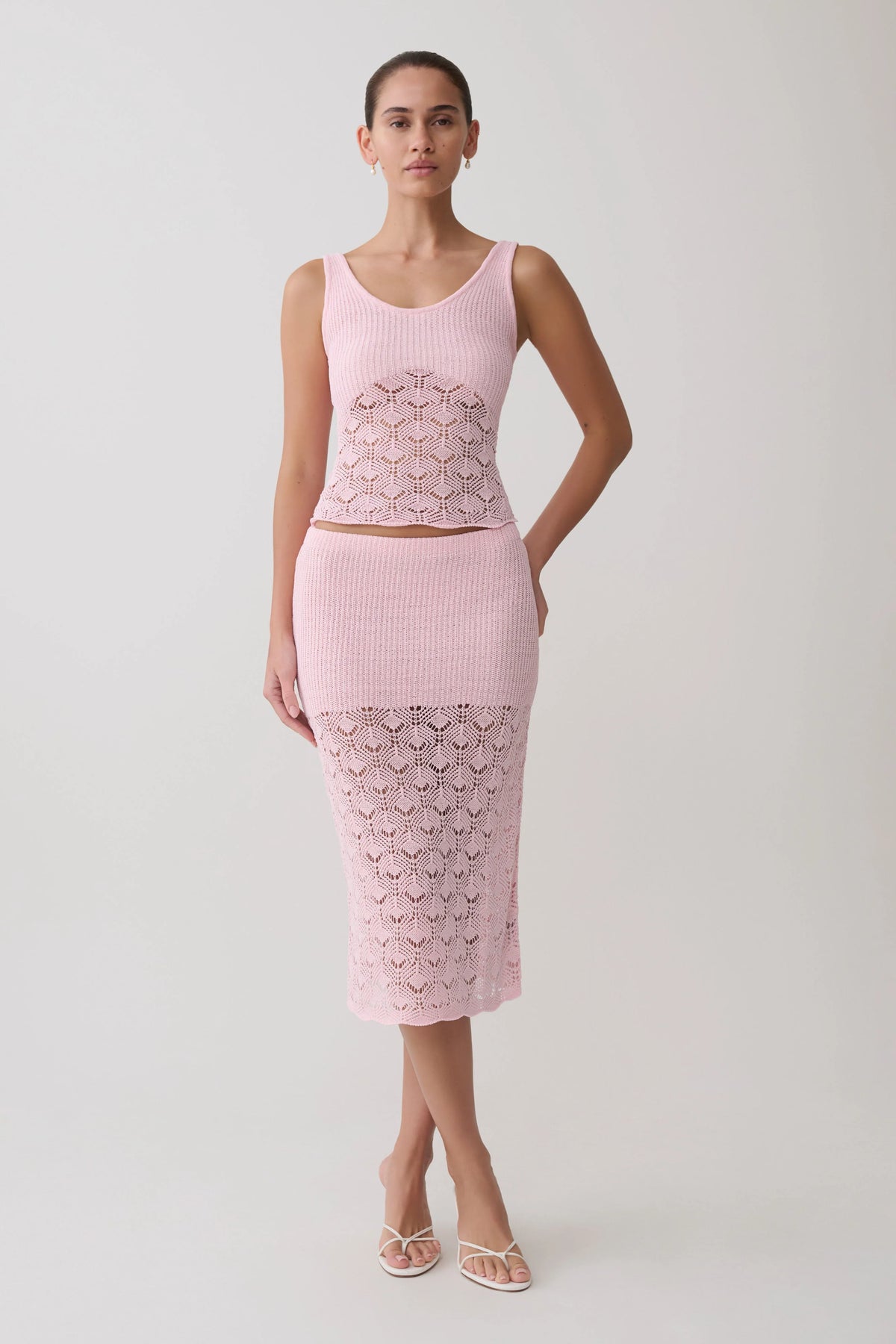 Atlantis Crochet Knit Top Baby Pink