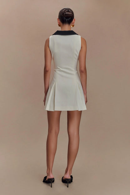 Oli Sleeveless Contrast Mini Dress Ivory Black