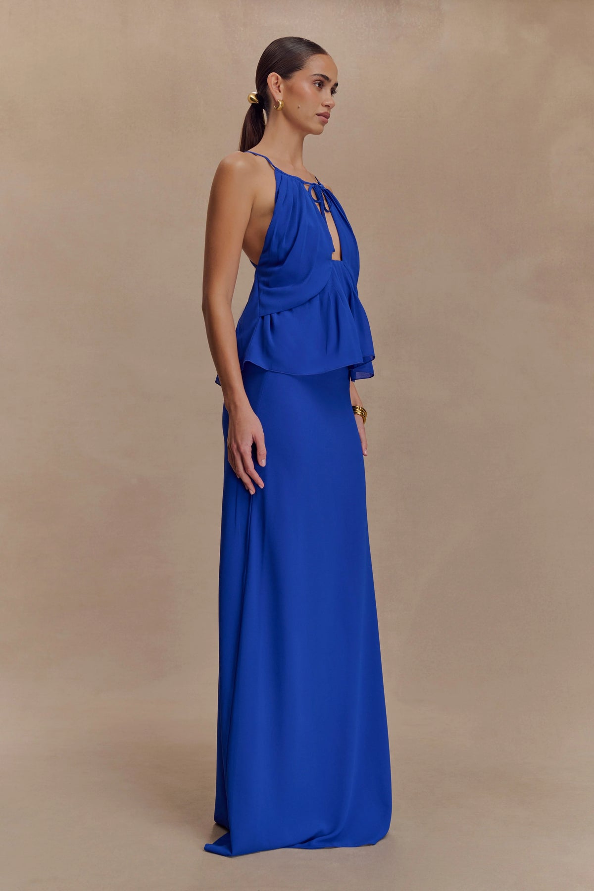 Katalina Chiffon Maxi Skirt Cobalt Blue