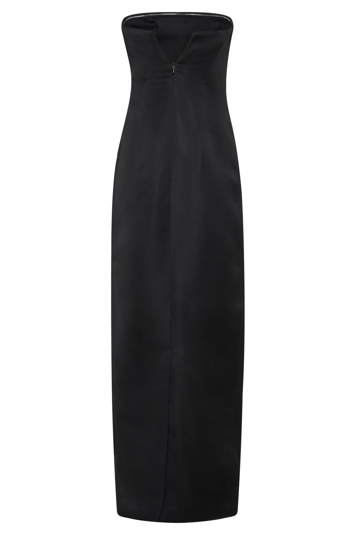 Cyrill Strapless Satin Structured Maxi Dress Black