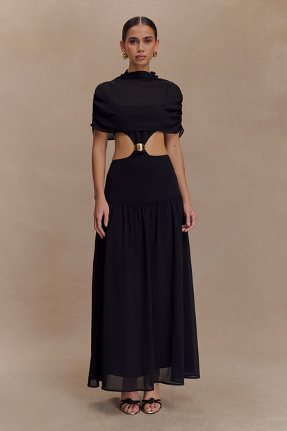 Georgina Chiffon Midi Dress Black