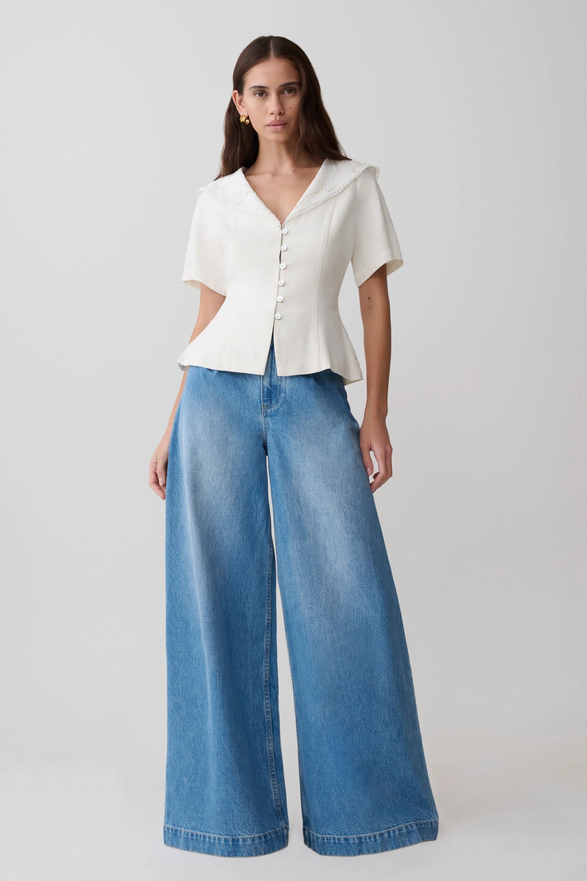 Bobby Oversized Jean With Front Pleat Summer Blue