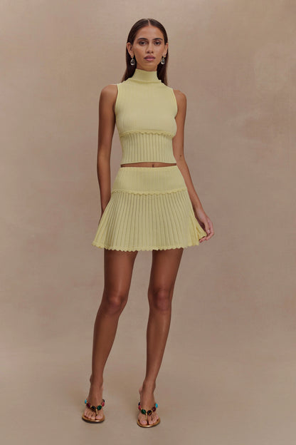 Indy Pointelle Knit Top Lemon