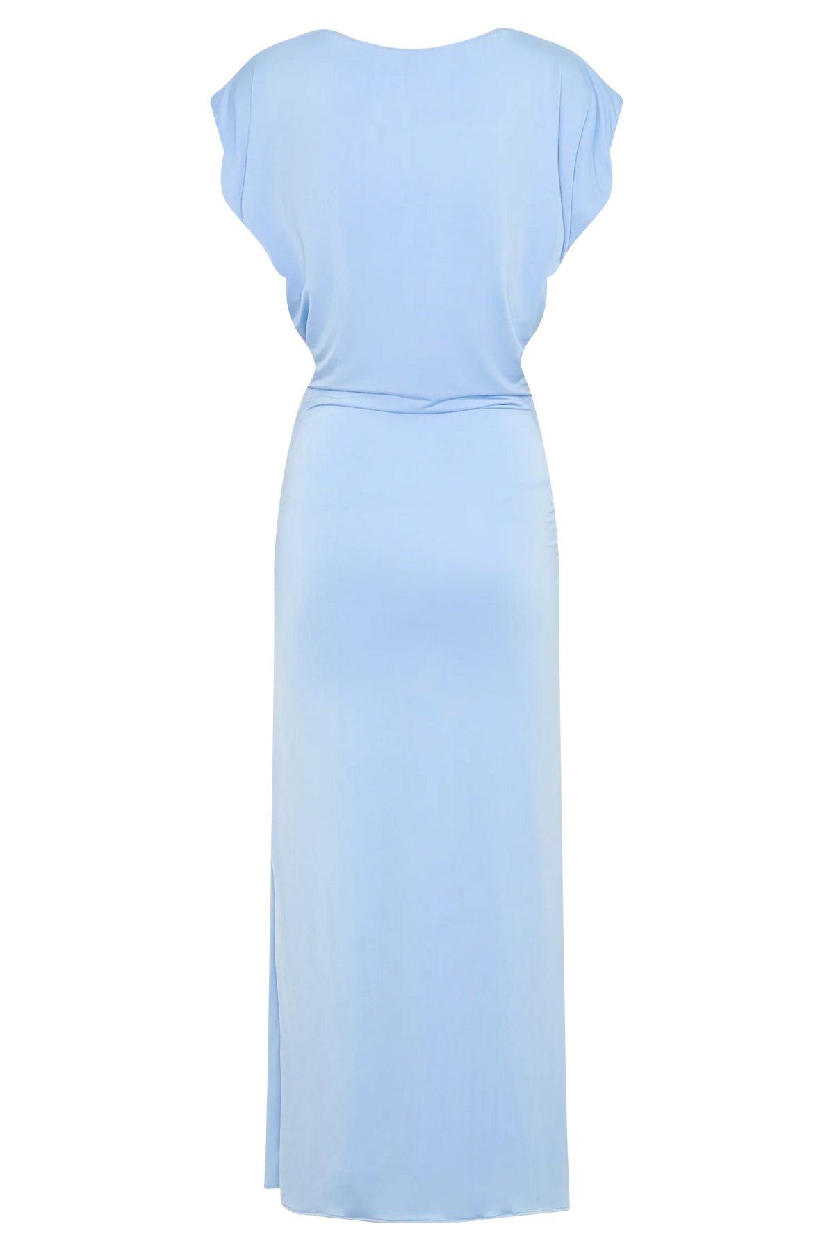 Maiara Shortsleeve Slinky Tie Maxi Dress Sea Blue