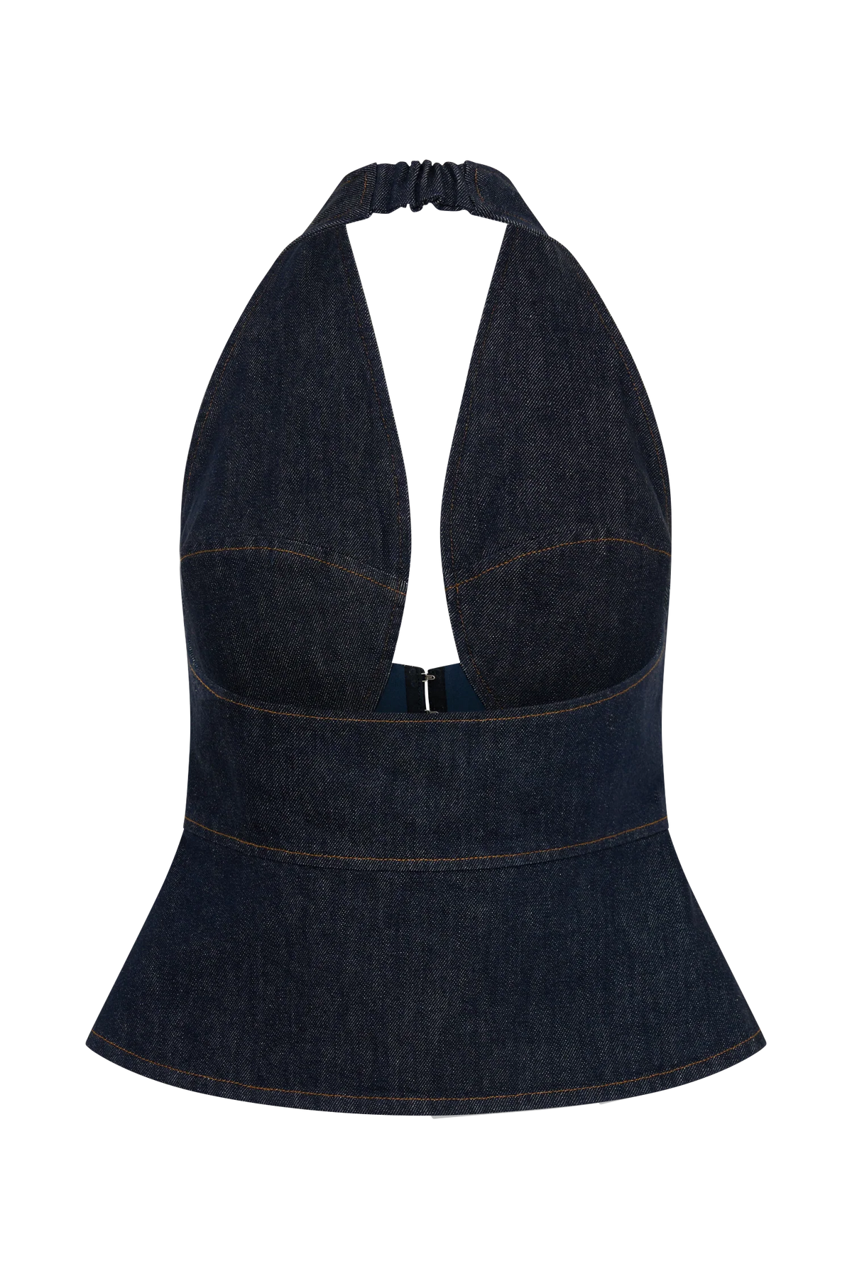 Rema Halter Longline Denim Top Washed Indigo Blue