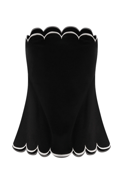 Judith Strapless Scallop Top Black