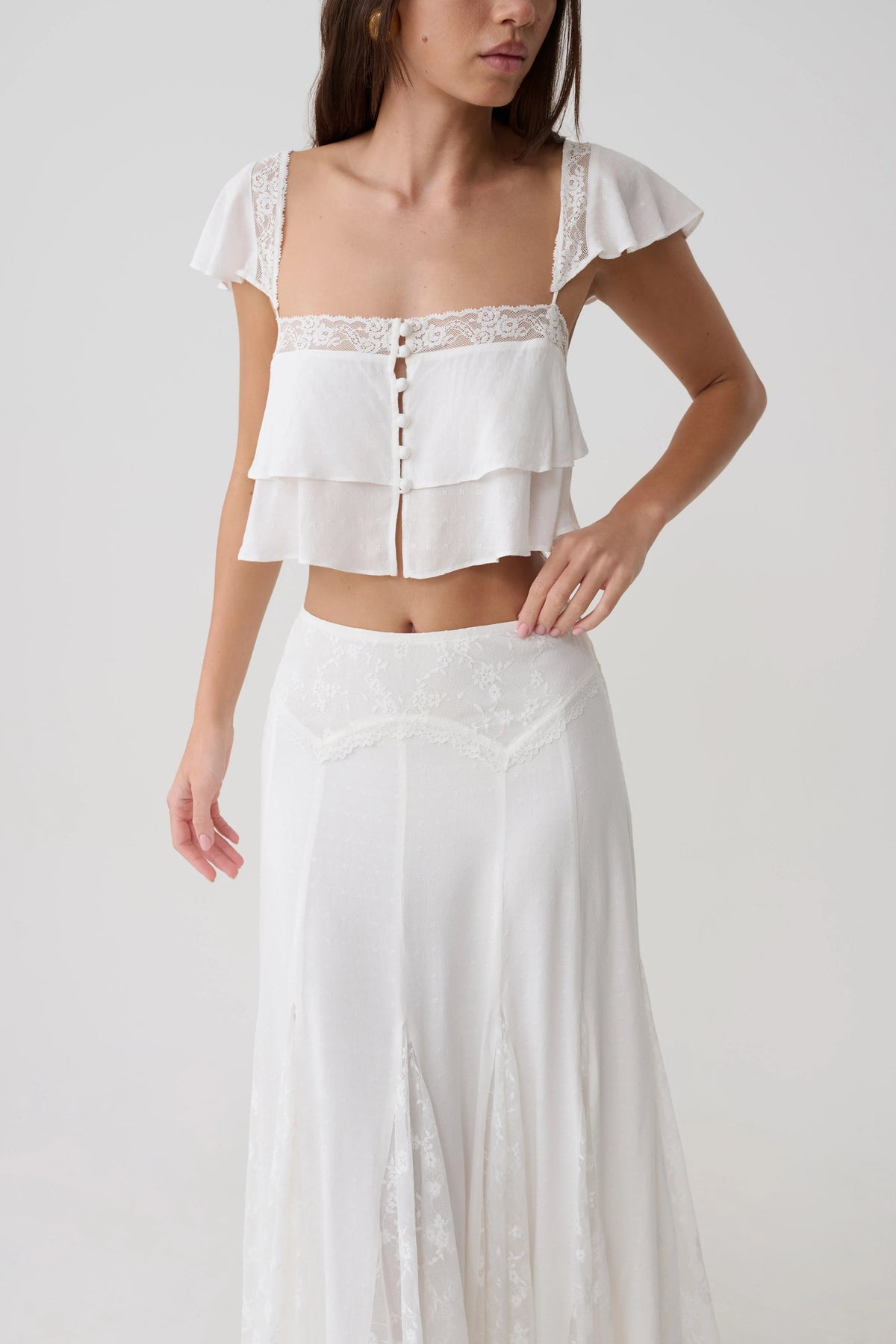Skylar Lace Sleeveless Crop Top White