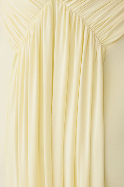 Maely Gathered Slinky Maxi Dress Lemon