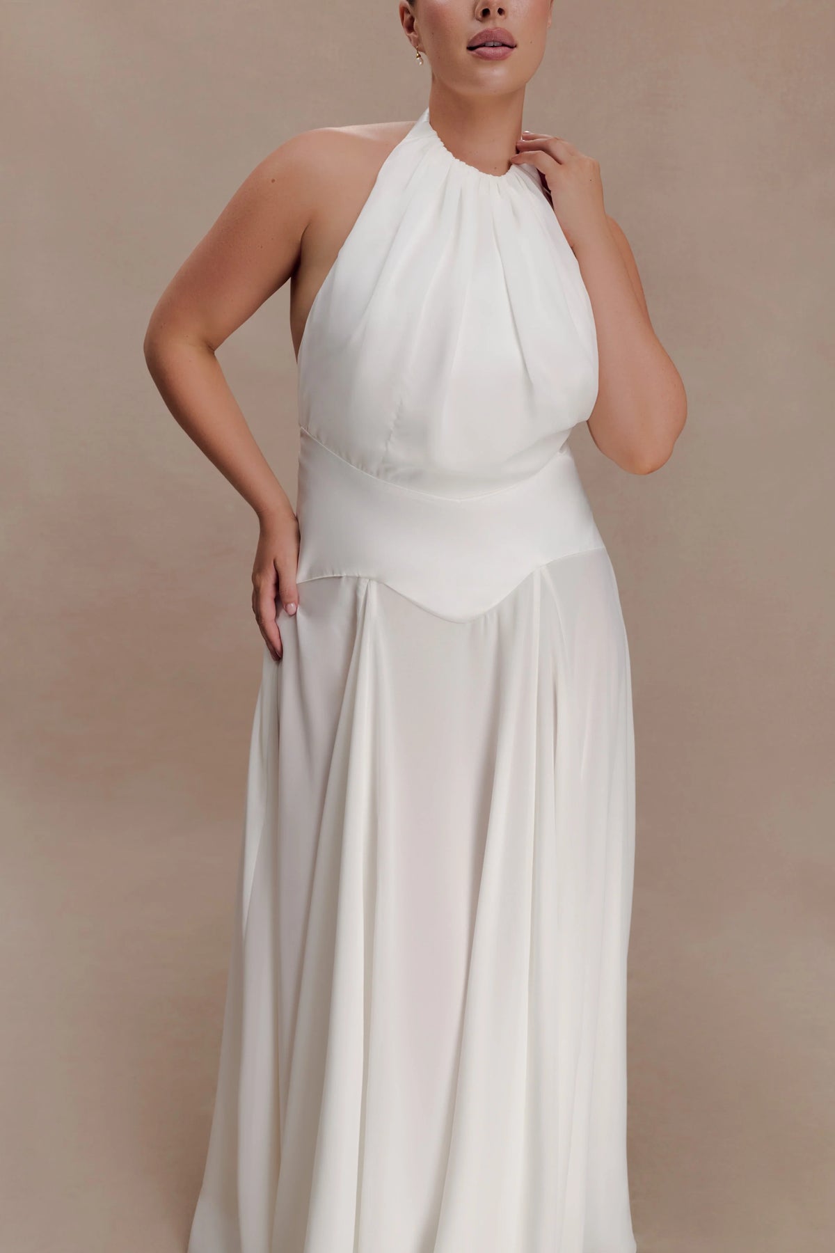 Susan Chiffon Halter Maxi Dress Ivory