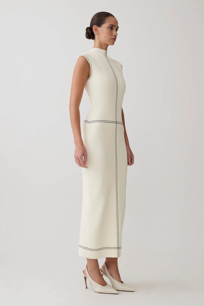 Malone Bandage Knit Midi Dress Ivory