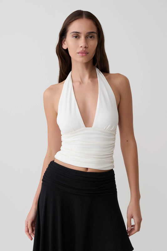 Peregrine Modal Gathered Halter Top White