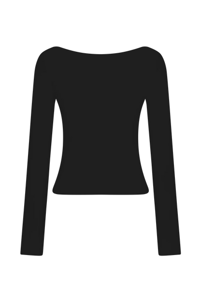 Paedyn Merino Wool Ribbed Long Sleeve Top Black