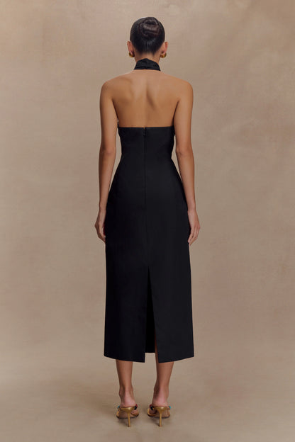 Simona Halter Neck Midi Dress Black