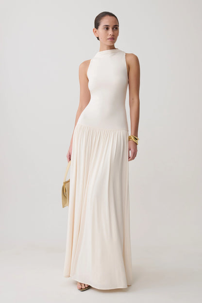 Zsela High Neck Modal Maxi Dress Ivory