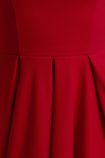 Parina Red Strappy Volume Hem Midi Dress