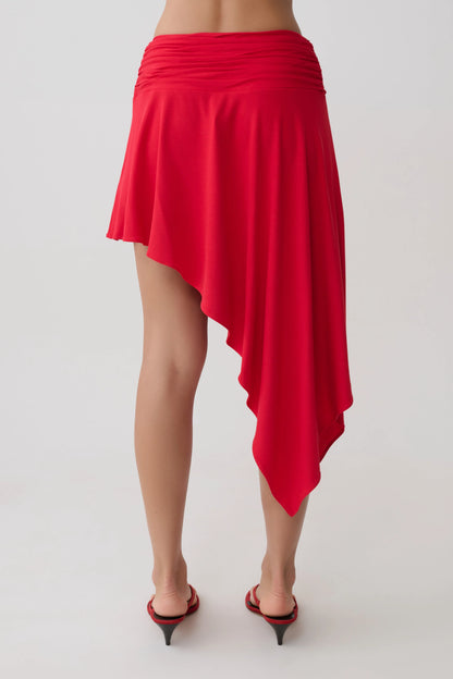 Talise Modal Hankie Midi Skirt Red