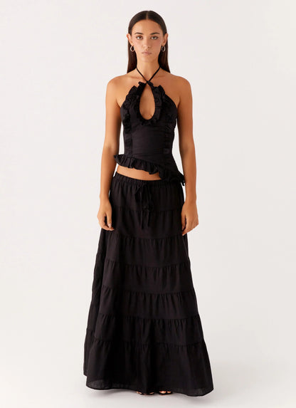 Mariella Linen Top Black