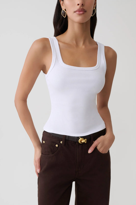 Ismay Square Neck Tank White